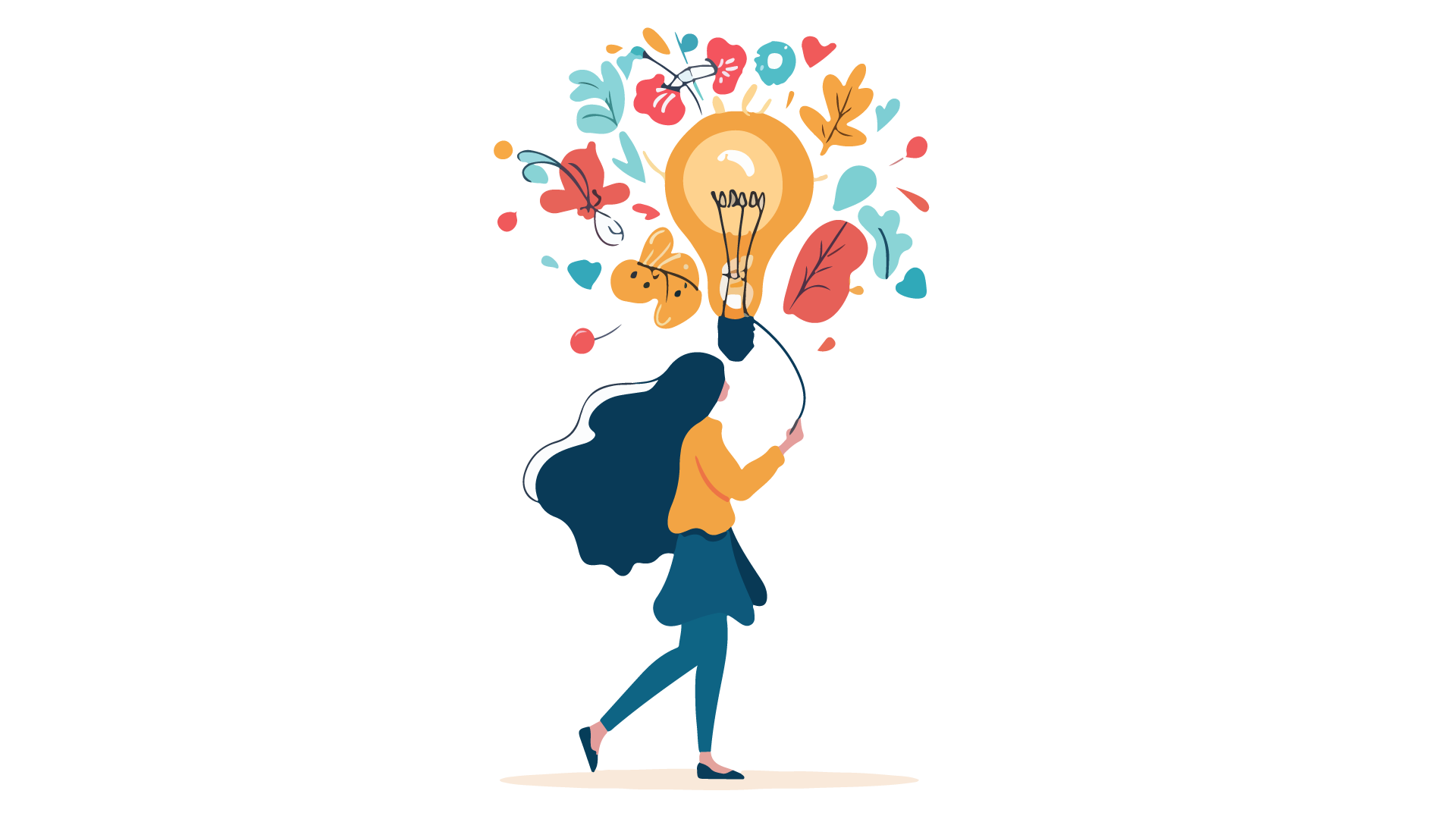 Woman with a lightbulb depicting great ideas