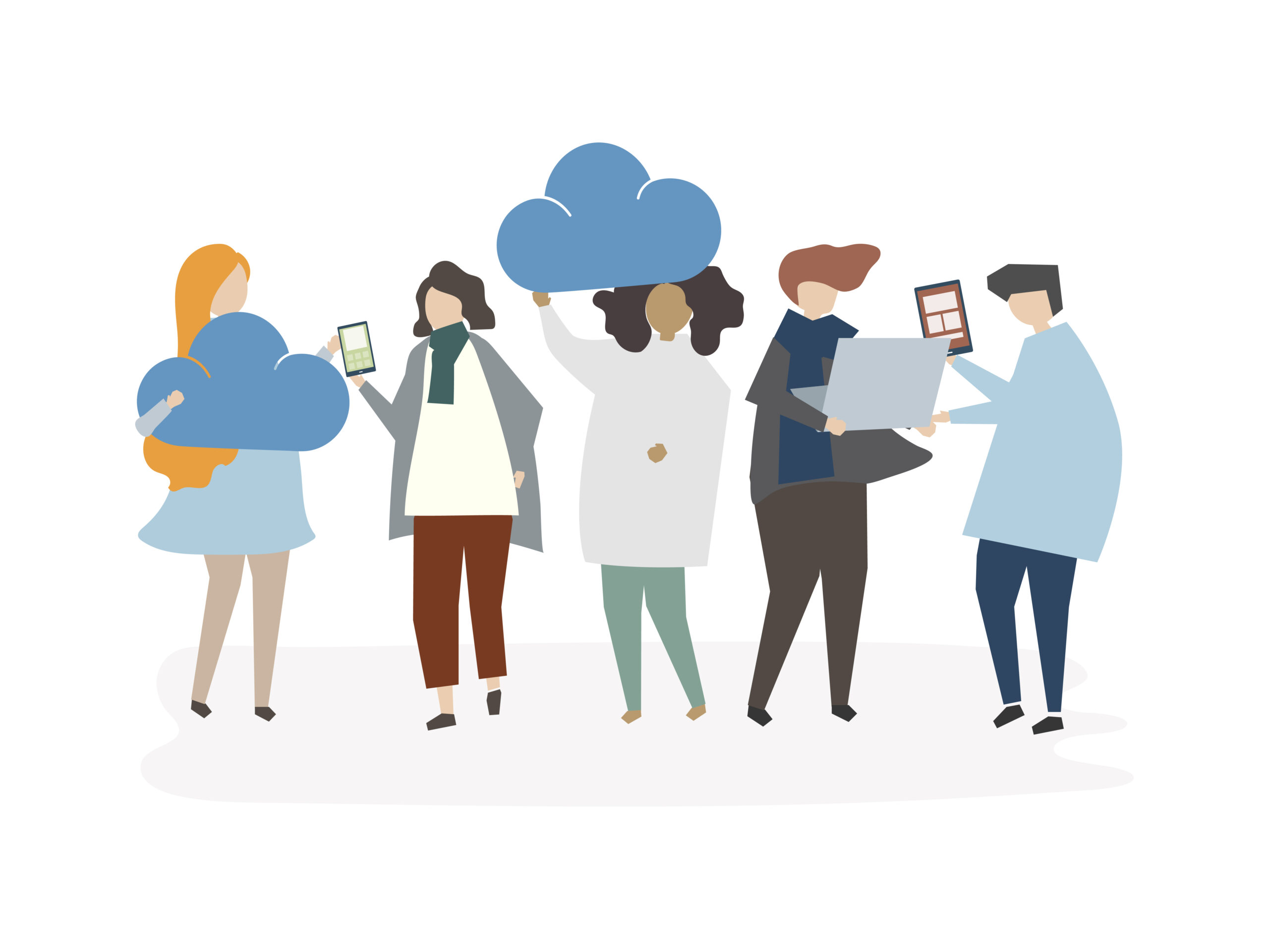 Illustration of people avatar cloud connection concept