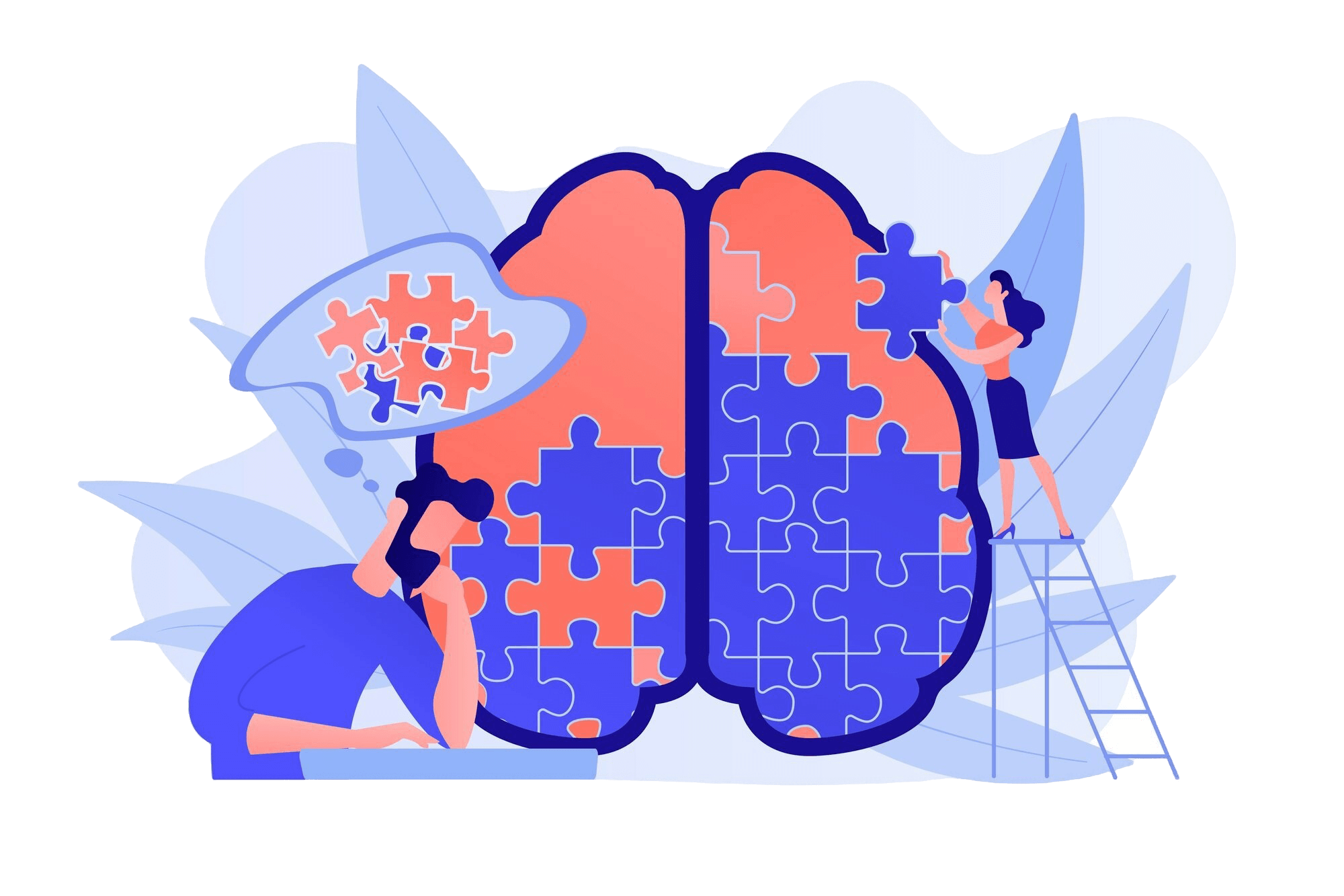 Illustration showing the inside of a persons brain as jigsaw pieces